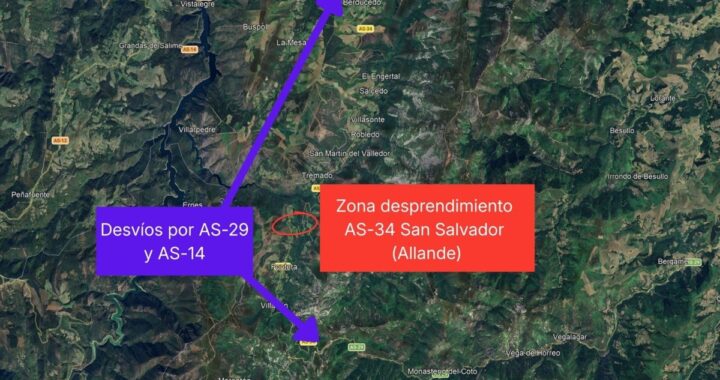 Un desprendimiento obliga al corte total de la AS-34, en Allande