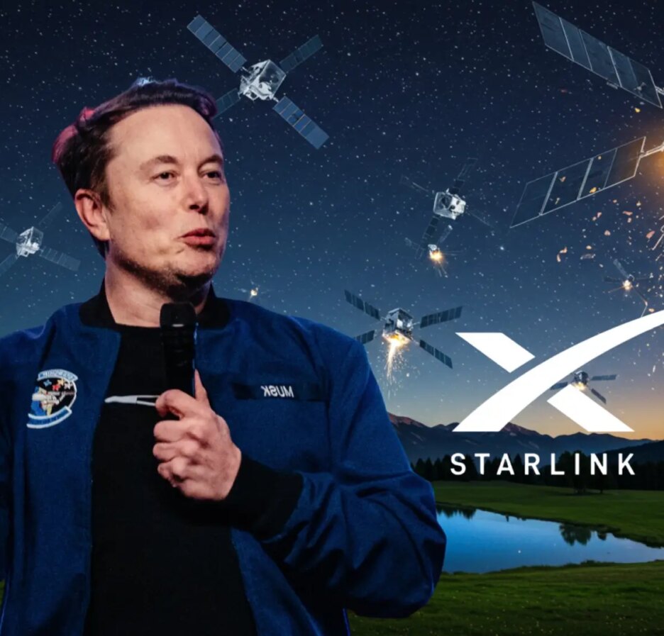 Imagen de una antena parabólica de Starlink instalada en un tejado