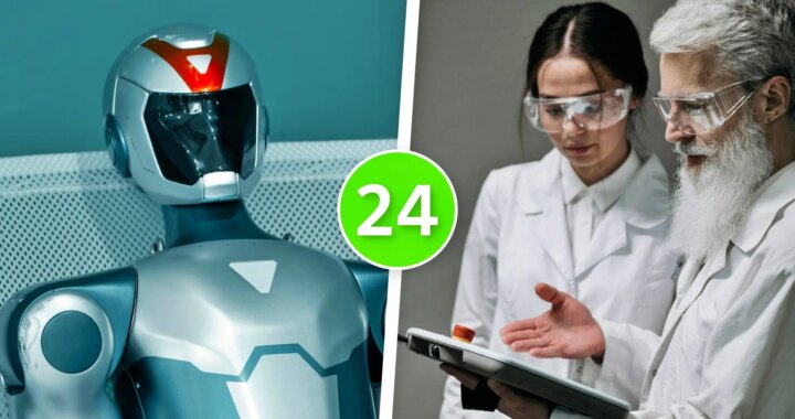 Un robot de almacén en movimiento siendo alimentado por un haz de luz láser invisible