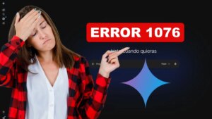 Imagen de un robot con problemas técnicos, 'Error 1076' en pantalla
