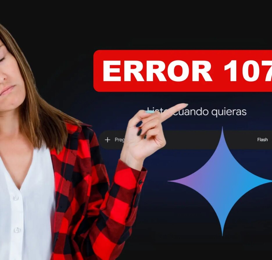 Imagen de un robot con problemas técnicos, 'Error 1076' en pantalla