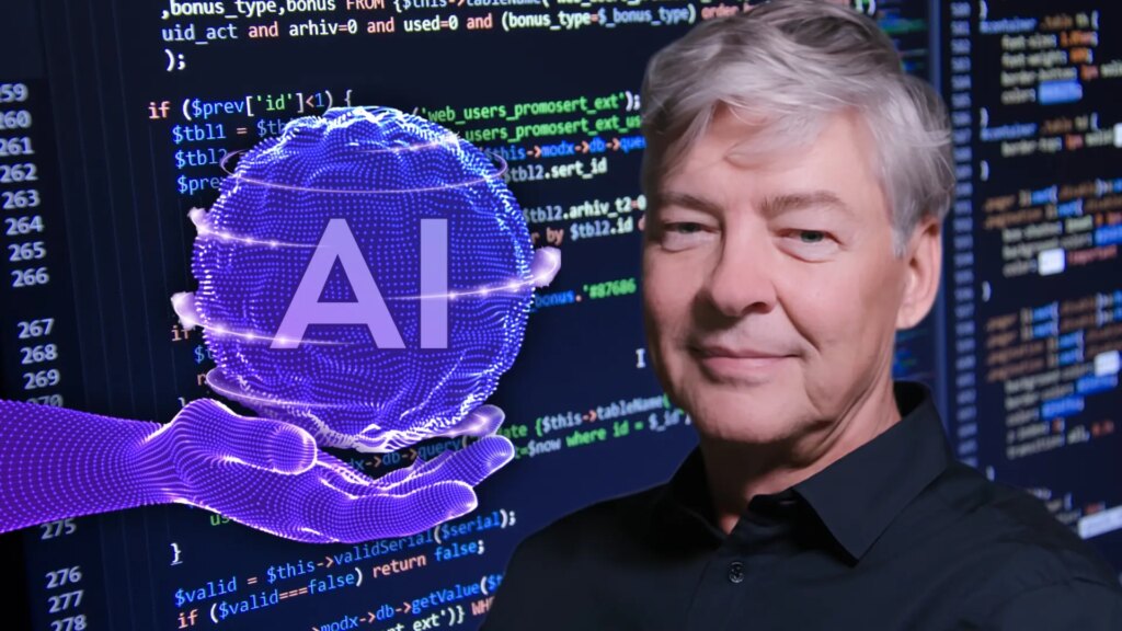 Anders Hejlsberg, creador de TypeScript, hablando sobre la IA en una imagen de conferencia