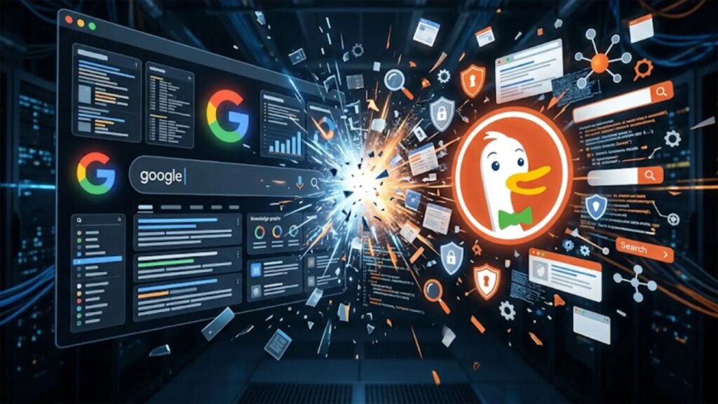 Imagen de un usuario seleccionando DuckDuckGo en lugar de resultados de IA en Google