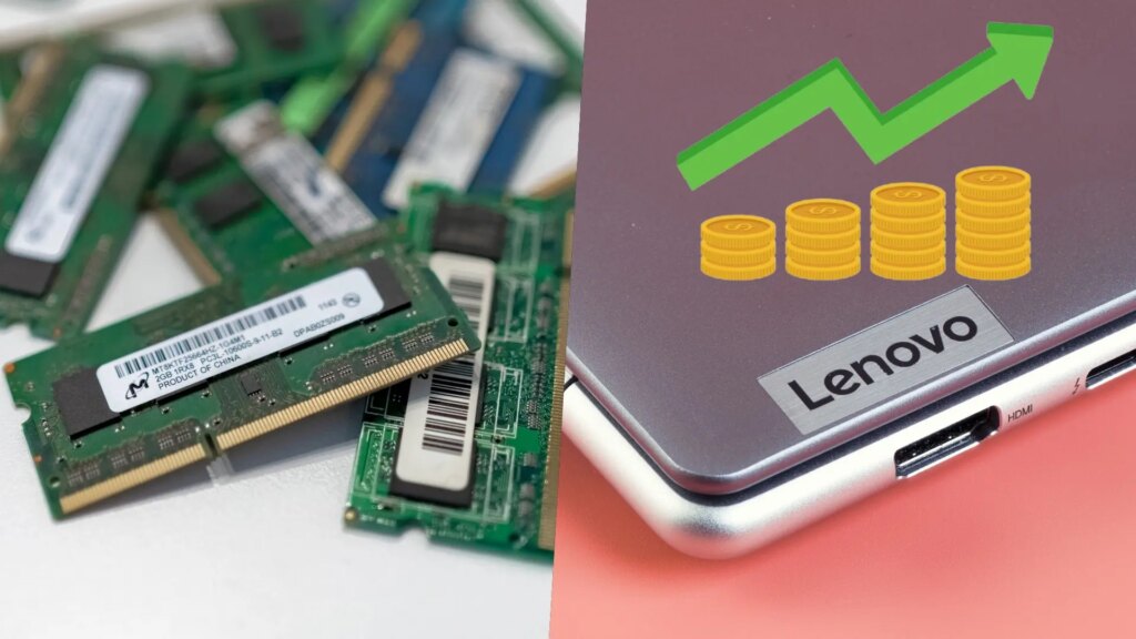 Gráfica de precios de la RAM subiendo con una flecha roja hacia arriba