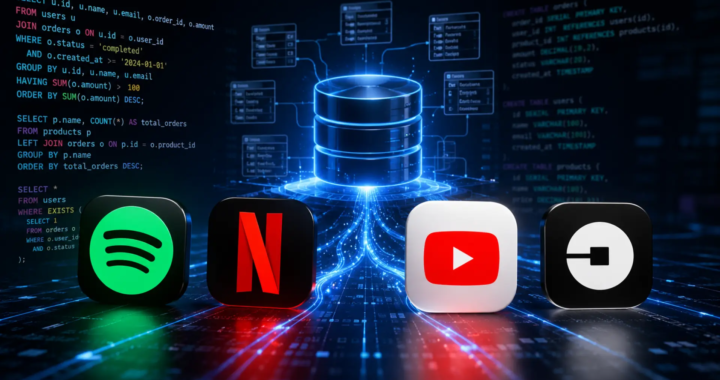 Interfaz de SQL gestionando datos críticos de Netflix y Uber con adaptaciones tecnológicas como Vitess y Trino