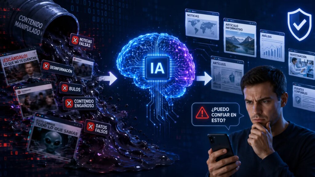 Interfaz de chatbot mostrando respuestas impecables pero basadas en datos manipulados, revelando el riesgo del envenenamiento por IA